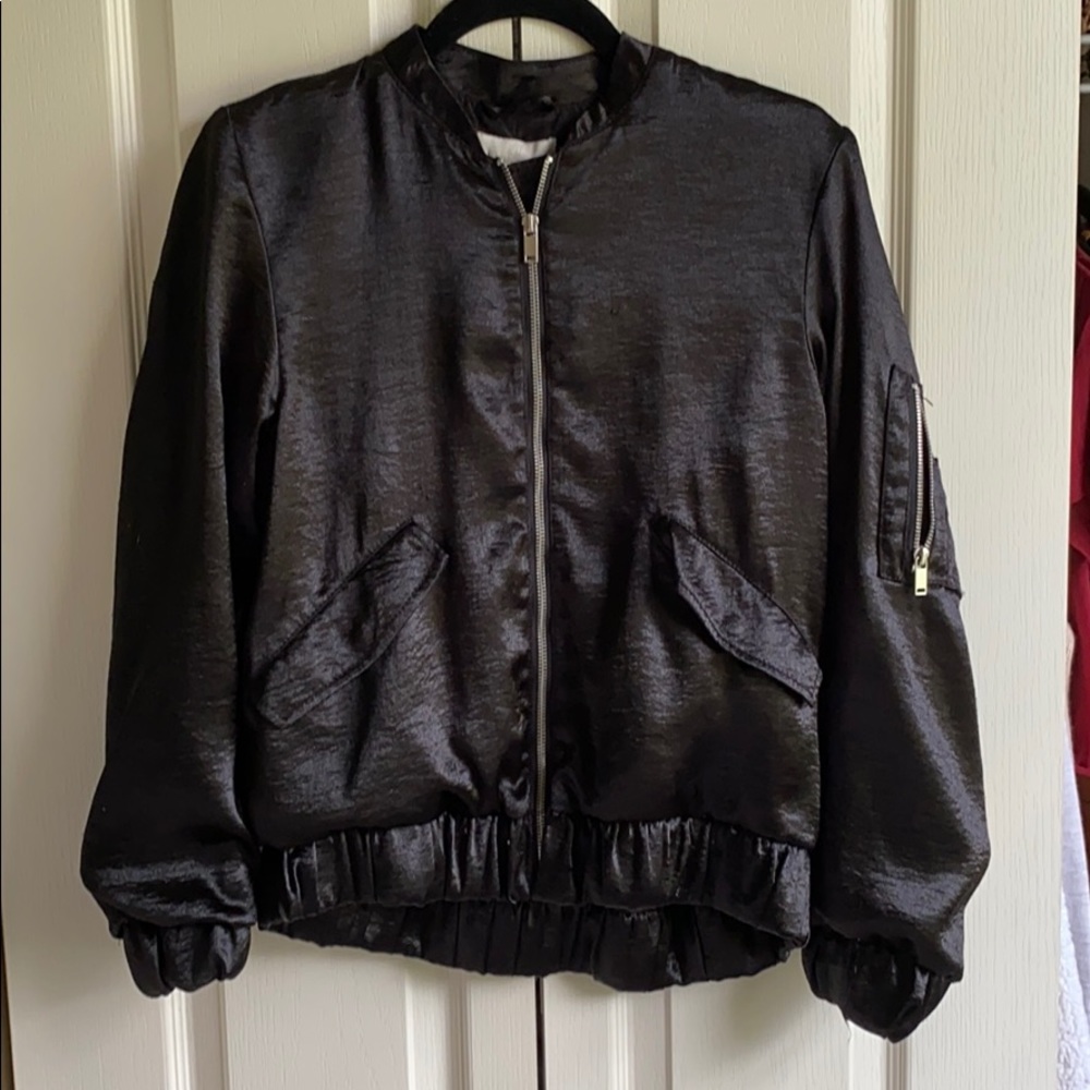 Black satin Bomber Jacket